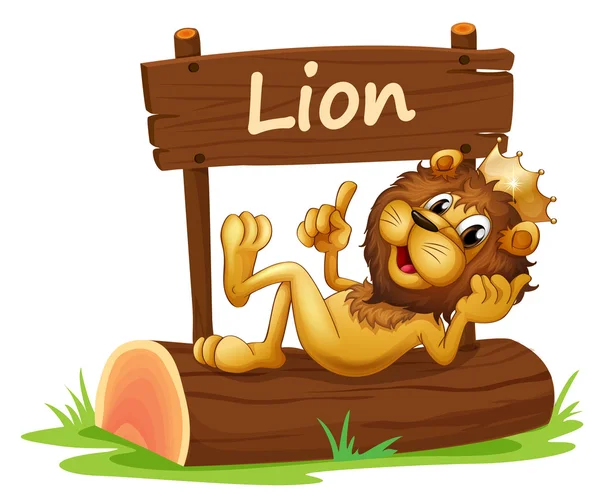 bir kral aslan ve ahşap tabela