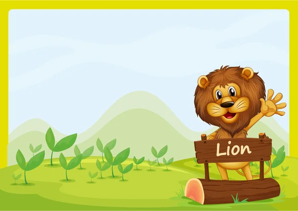 A lion and the signboard — Stock Vector