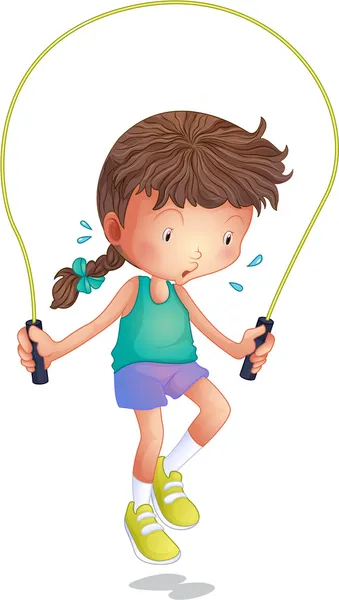 A little girl playing skipping rope — Stock Vector