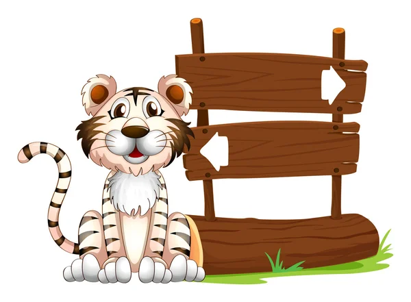 A tiger beside the signboard — Stock Vector