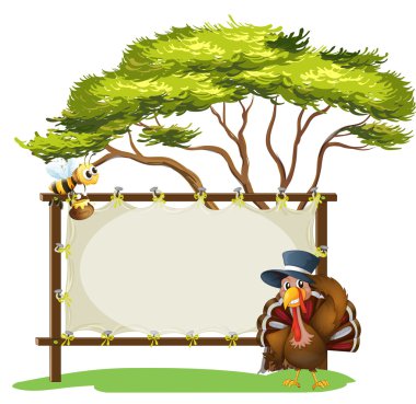 duyuru tahtası, bir kuş ve bal arısı