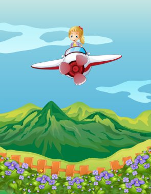 bir düzlem üzerinde uçan bir kız
