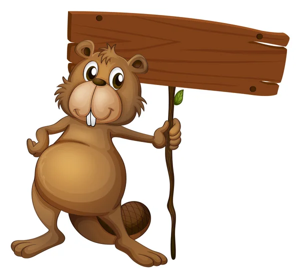 A beaver holding a sign board — Stock Vector