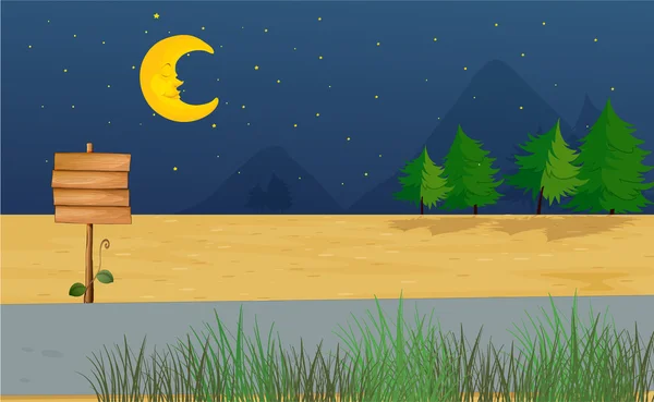 Una luna e una bacheca di legno — Vettoriale Stock