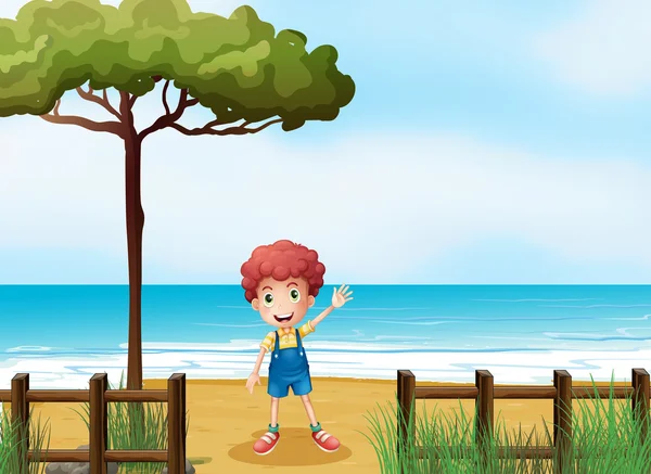 Хлопчик на березі моря — стоковий вектор