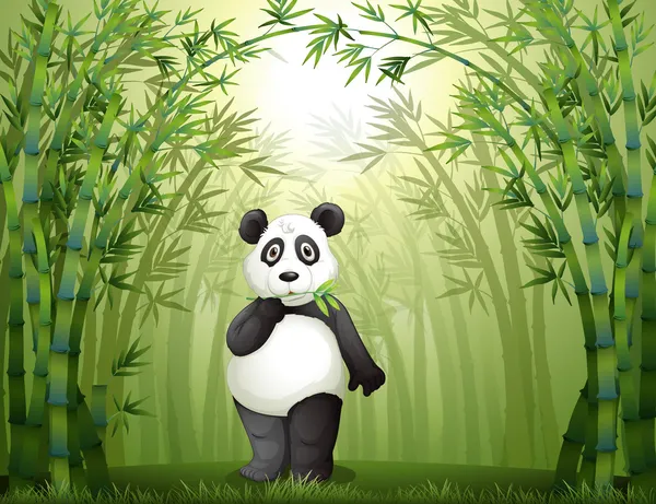 Панда в бамбуковому лісі — стоковий вектор