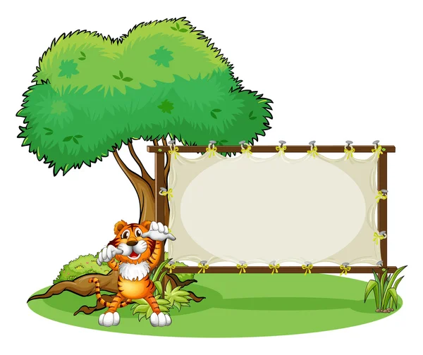 一只老虎和木制框架 — 图库矢量图片