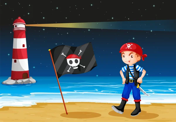 Un pirata e il mare parola — Vettoriale Stock