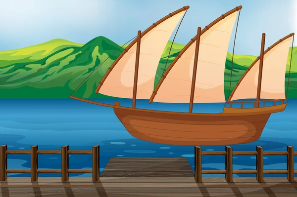 Een houten schip — Stockvector