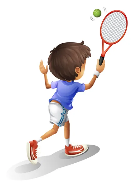 A kid playing tennis — Stock Vector