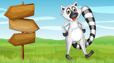 vahşi bir hayvan ve ahşap tabela