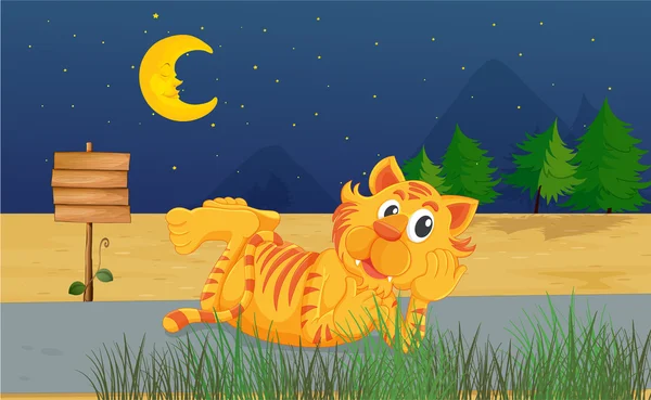 Un tigre couché sur la route — Image vectorielle