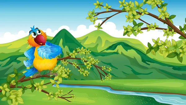 Um papagaio do outro lado do rio — Vetor de Stock