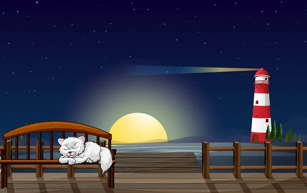 Un gato durmiendo en el puerto — Archivo Imágenes Vectoriales