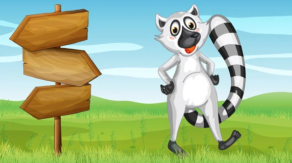 vahşi bir hayvan ve ahşap tabela