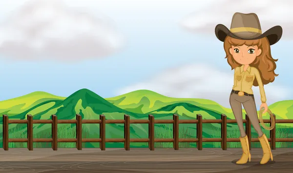 A cowgirl in the bridge — Stock Vector