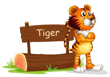 ahşap tabela yanında kaplan