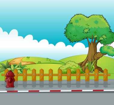 bir yangın musluğu ve güzel bir manzara