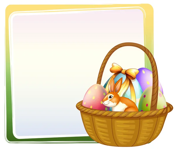 A basket of Easter egg with a bunny — Stock Vector