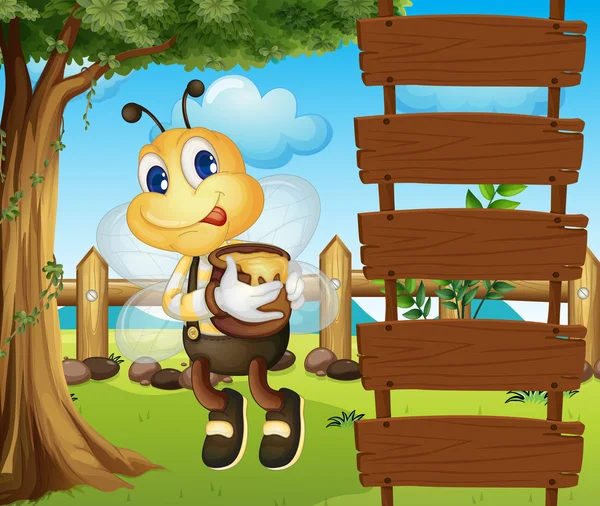 蜂と空の看板 — ストックベクタ