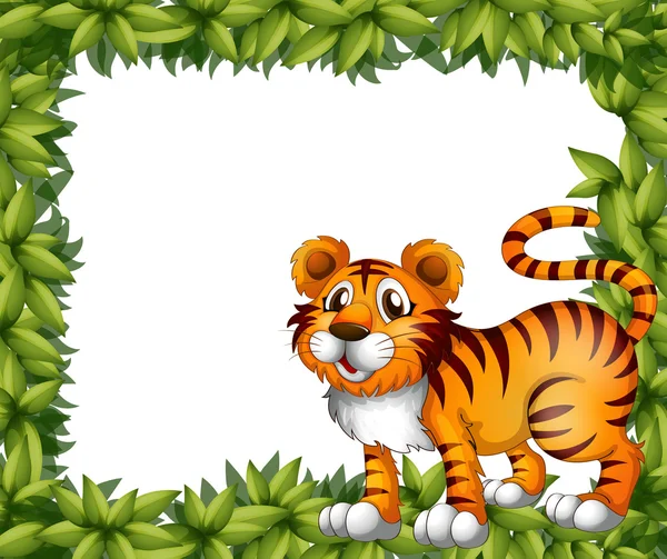 A tiger in green frame — Stock Vector