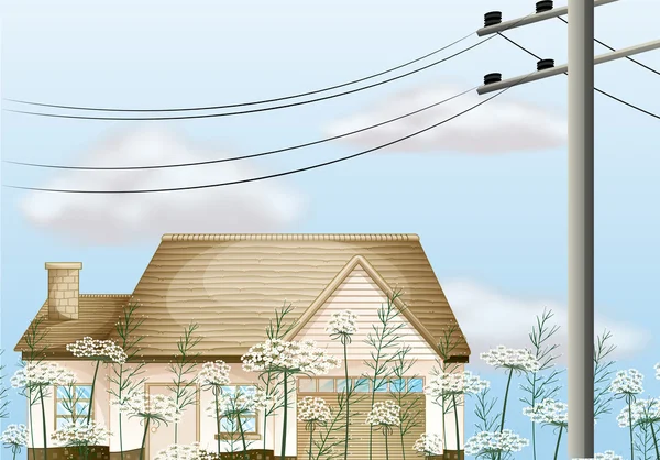 Ziegelhaus mit blauen Dach — Stockvektor © interactimages #164620524