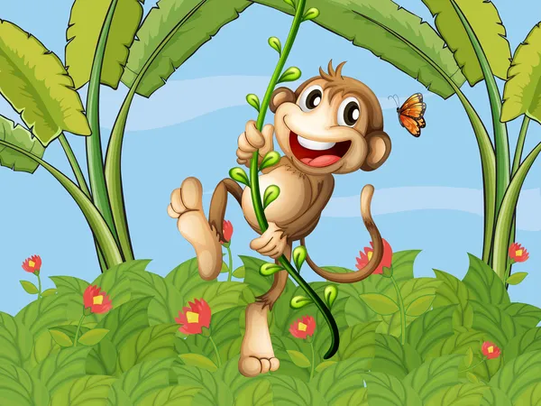 A hanging monkey — Stock Vector