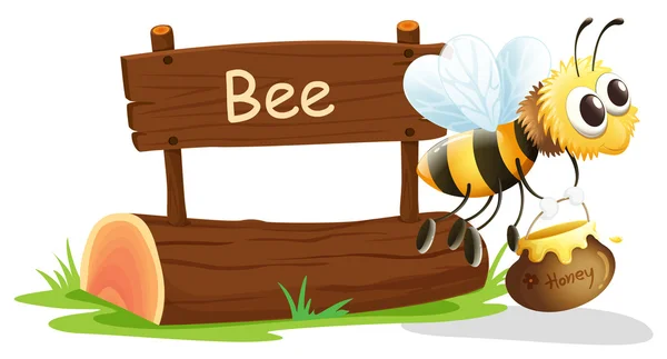 Ένα πίνακα ανακοινώσεων και μια μέλισσα μέλι — Διανυσματικό Αρχείο
