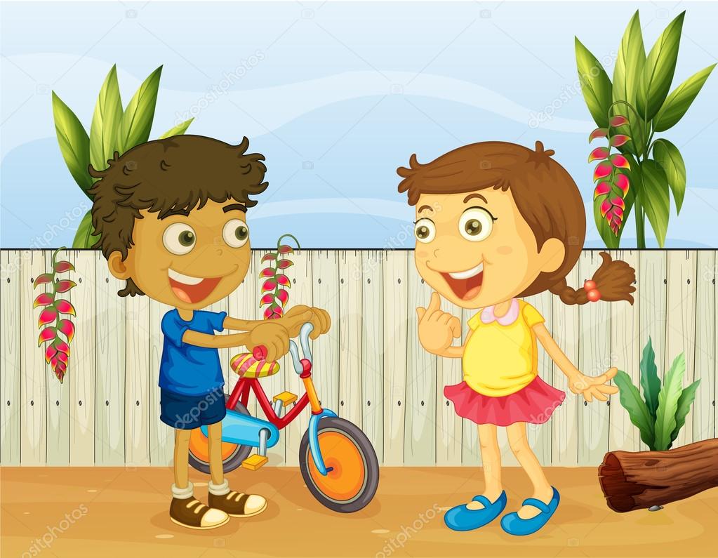 Two Children Talking Vector Image By C Interactimages Vector Stock