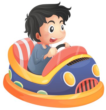 bir çocuk bir bumpcar sürme