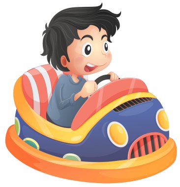 A child riding in a bumpcar clipart