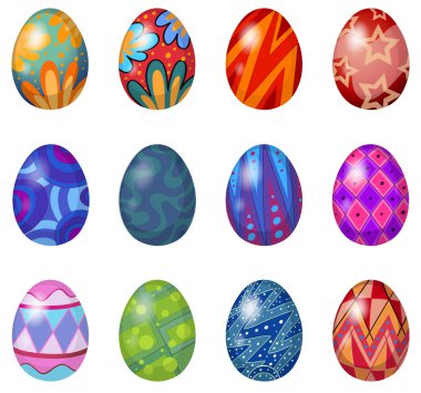 A dozen of easter eggs clipart