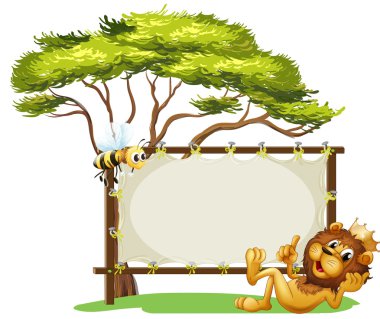 bir kral Aslan yanındaki boş bir reklam alanı