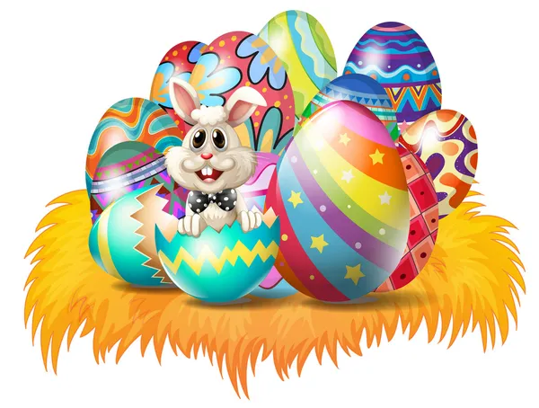 Huevos de Pascua con un conejo de Pascua — Archivo Imágenes Vectoriales