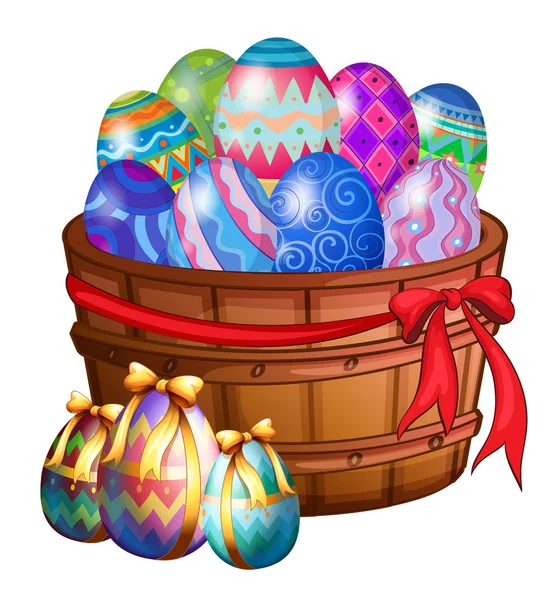 Una canasta llena de huevos de Pascua — Archivo Imágenes Vectoriales