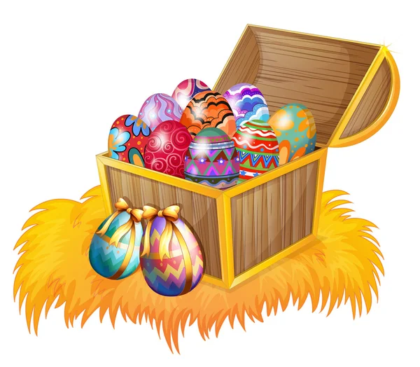 Ξύλινο κουτί με τα αυγά του Πάσχα — Διανυσματικό Αρχείο