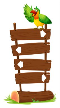 ahşap tabela üstündeki renkli papağan