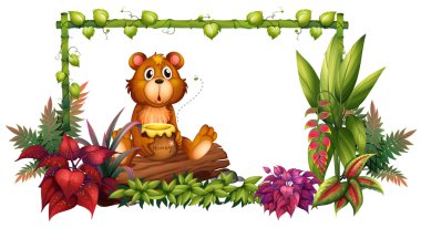 bahçede bir gövde üzerinde bir ayı