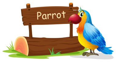 renkli bir kuş yakınındaki bir tabela