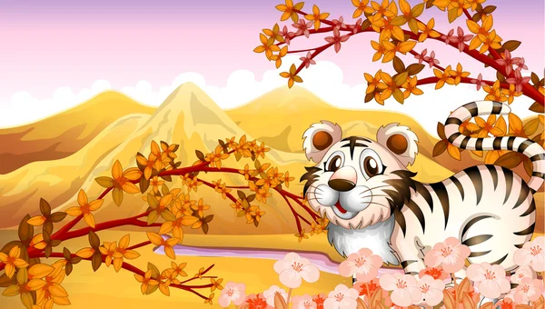 Een herfst weergave met een tijger Vectorbeelden