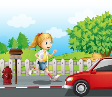 yol boyunca çalışan bir kız
