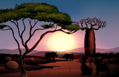 doğa hayvanlarla karanlık bir görünüm