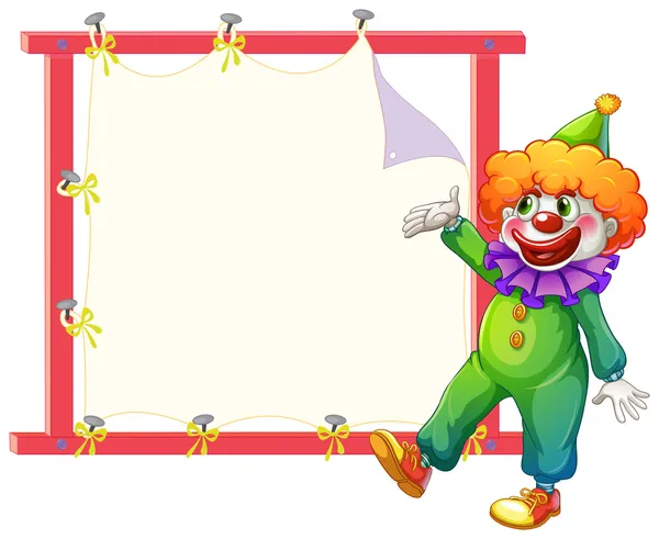 A clown beside an empty signage — Stock Vector