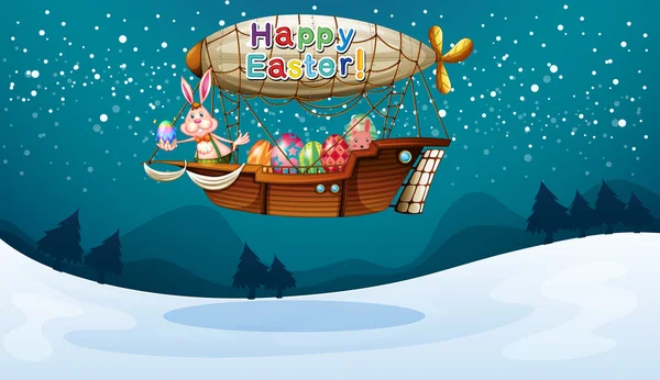 飞艇与快乐的复活节贺卡 — 图库矢量图片