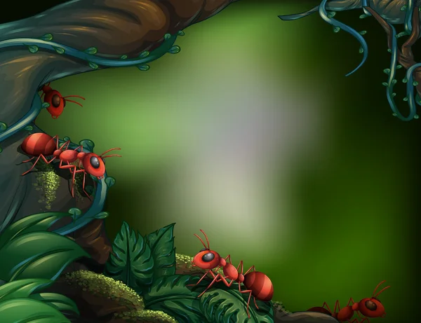 Formiche nella foresta pluviale — Vettoriale Stock