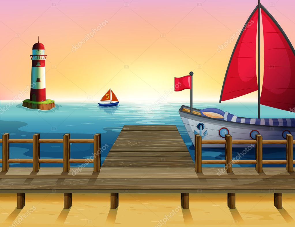 A sunset at the port Stock Vector Image by ©interactimages #20716947