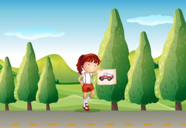 resmi bir araç olan bir genç kız