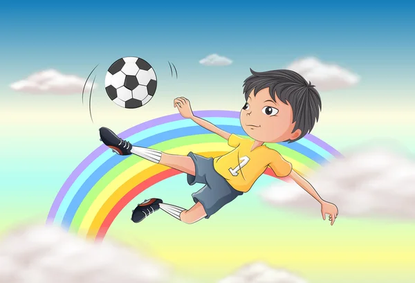 Futbol oynayan bir boy — Stok Vektör
