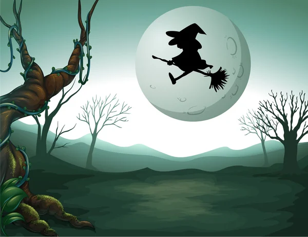 A witch at the graveyard — Stock Vector