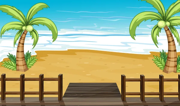 Вид на узбережжя з кокосовими деревами — стоковий вектор